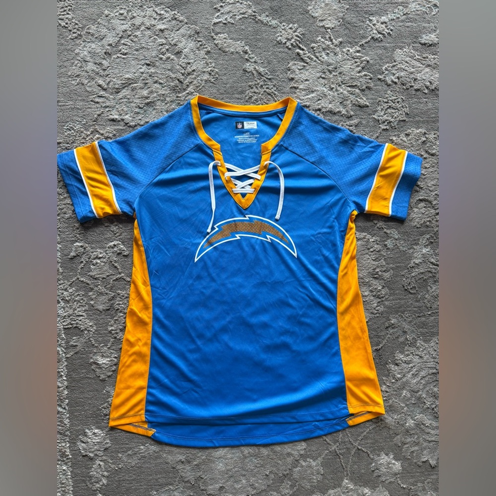 NFL CHARGERS Blue and Gold WOMENS SHIRT NWOT -Large